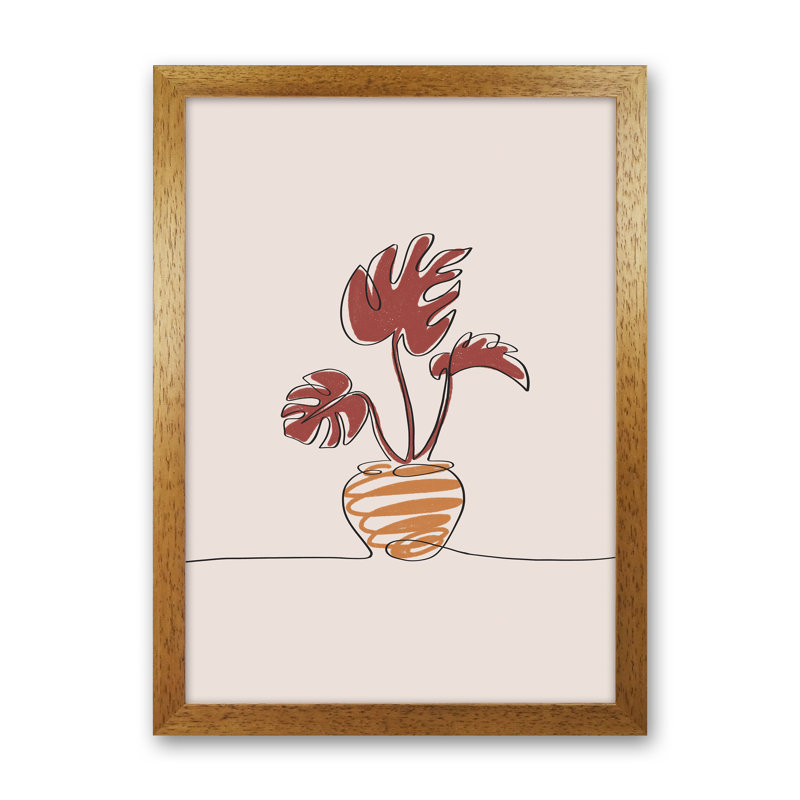 Monstera - Print, Brown Framed, 88cm H x 64cm W x 3cm D