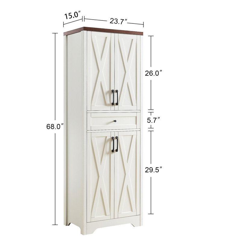 Armoire d'appoint 66 po, noyer, Blanc/noyer