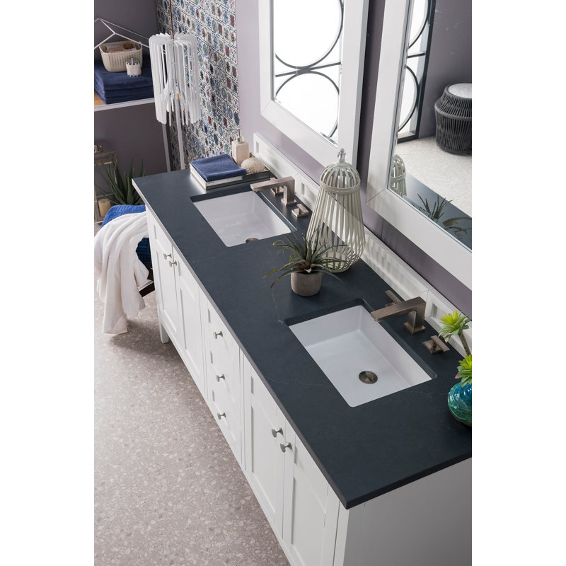 Palisades 72''  W Double Vanity, Charcoal Soapstone, Bright White