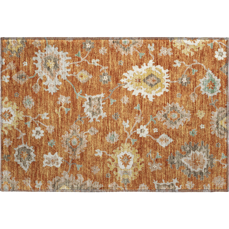 Premium Machine Washable Prisco Paprika Rug, Rectangle 1'8" x 2'6"