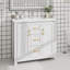 Meuble-lavabo blanc 36 po avec lavabo simple, armoire encastrée combinée, armoire de rangement avec 2 portes et 2 tiroirs, fermeture en douceur, rangement multifonctionnel-116584631