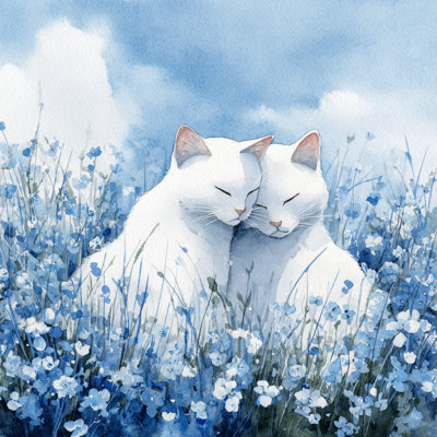 Blue Meadow Companions Wrapped Canvas Wall Art