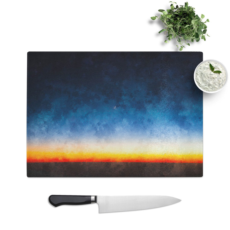 Tempered Glass Moon Above the Horizon Chopping Board, 20 cm x 28.5 cm