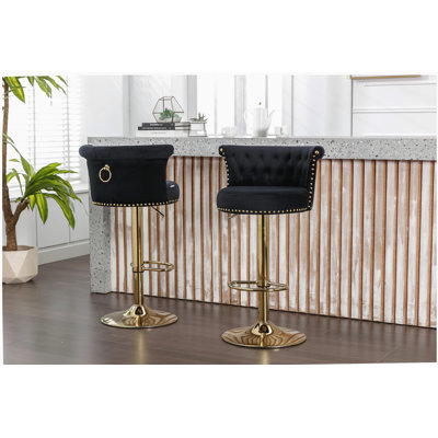 Ensemble 2 pièces de tabourets de bar à hauteur réglable avec repose-pieds, convenant aux cuisines et aux restaurants