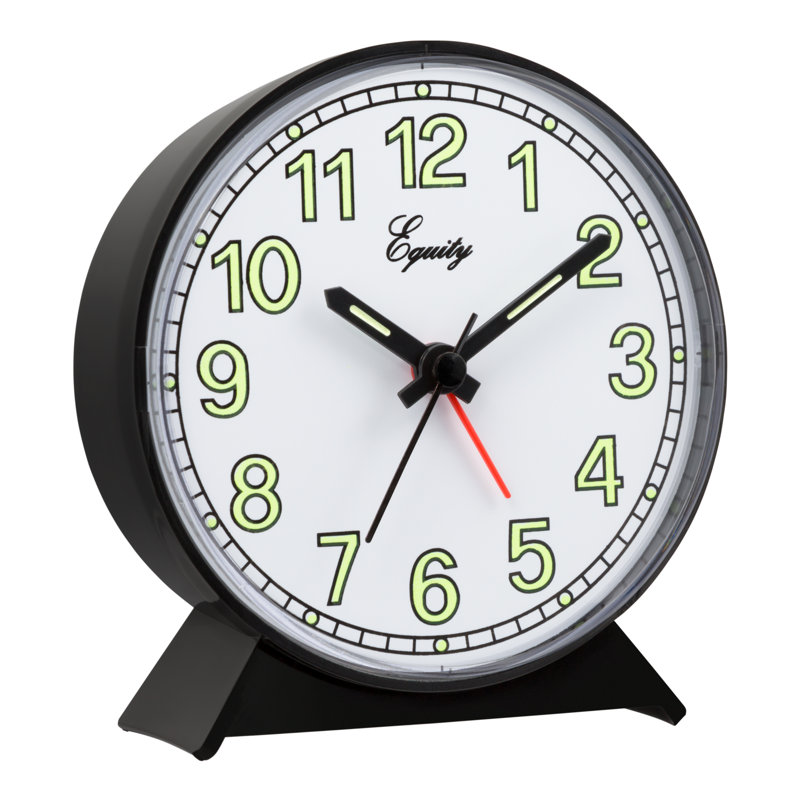 Analogue Quartz Movement / Crystal Tabletop Clock with Alarm in Black