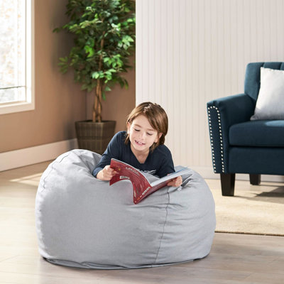 Fauteuil à billes gris de conception moderne - La housse de couleur unie lisse supporte la mousse grise et ajoute une touche d'élégance à votre intérieur