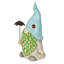 Gnome de 18 po avec chapeau turquoise et parasol argenté pour jardin, patio et pelouse