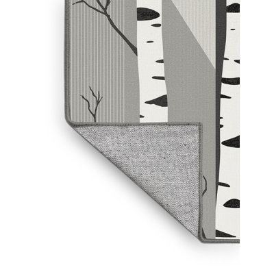 Tapis scandinave à rayures grises lavable à la machine Orlandra
