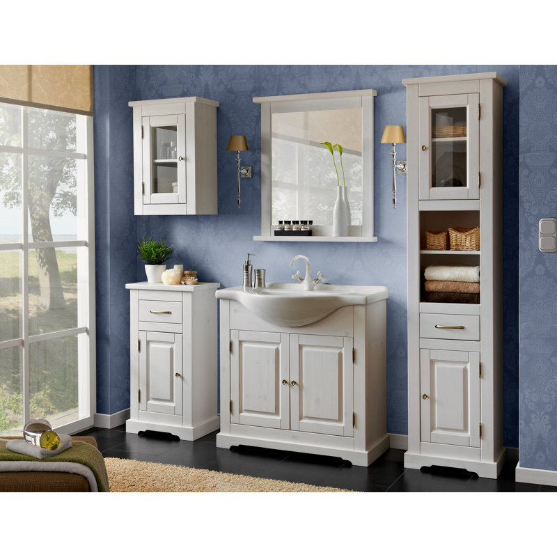 Bradlee Flat Wall Mirror with Shelves