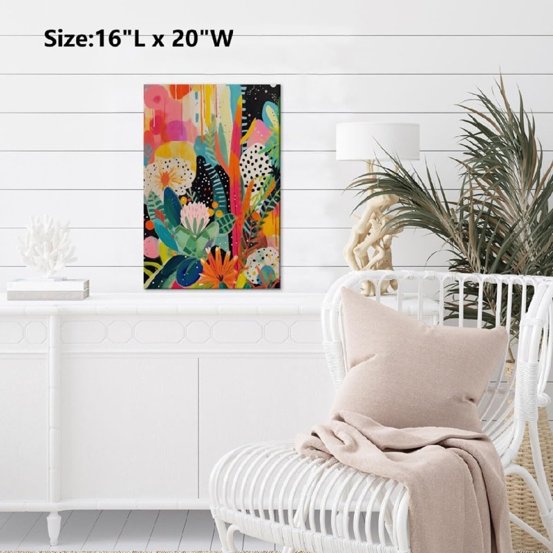 Graffiti, thème botanique abstrait coloré, art mural non encadré, 16 x 20