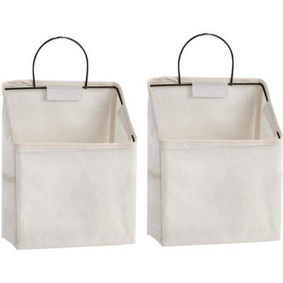 Sacs de rangement à suspendre au mur, panier de rangement de bureau en lin et coton pour la cuisine, la chambre à coucher et le salon (gris # 2)