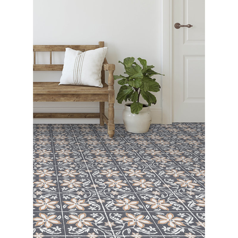 Carreaux de sol pelez et collez Lillium, Bleu
