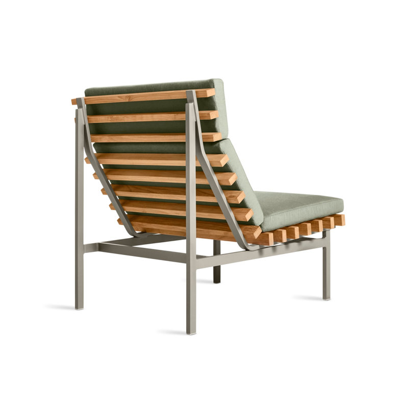 Perch Outdoor Teak Chaise Lounge, Sunbrella Linen, Charcoal