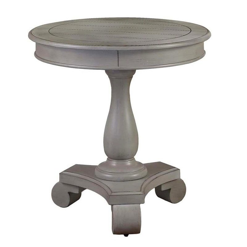 Table de bout ronde transitionnelle, table d'appoint de salon en bois