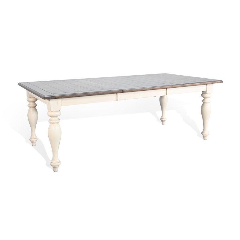 Table de salle à manger extensible Villepinte, Crème, Peau de daim