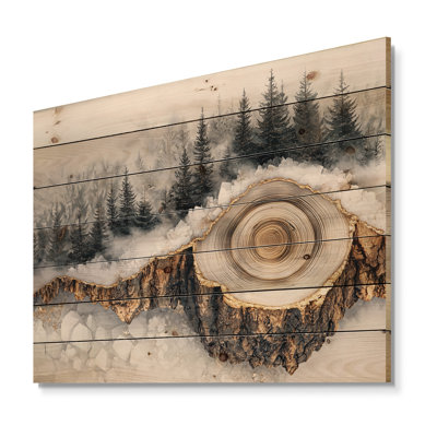 Crystal Winter Forest Landscape Wood Slide II - Forest Wood Wall Decor - On Natural Pine Wood