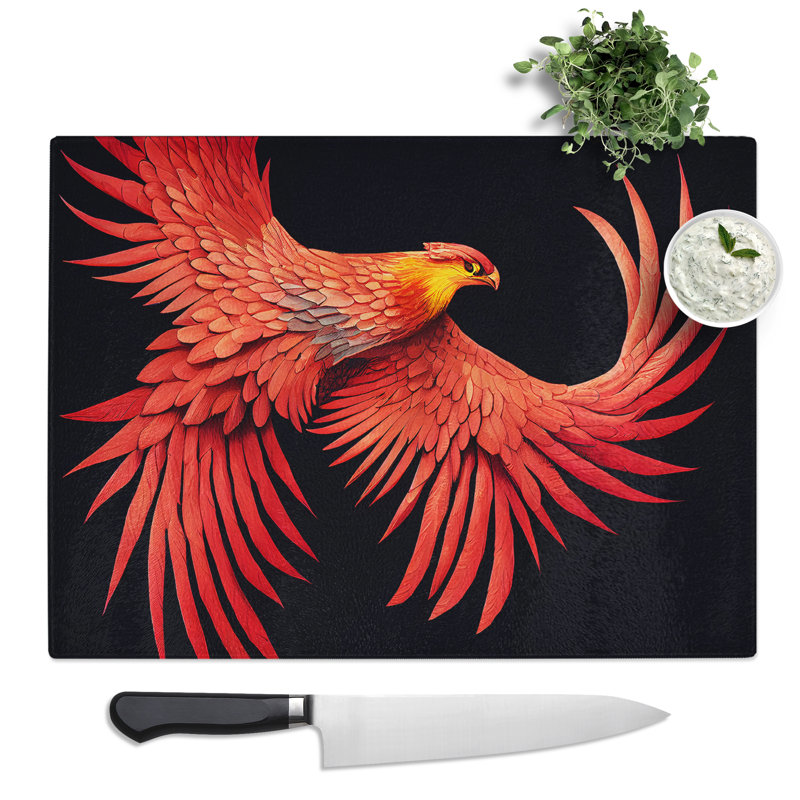 Evolving Phoenix Bird  Glass Chopping Board