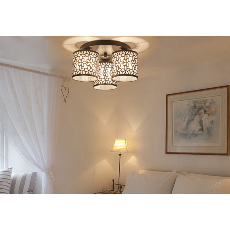 Ellu 3-Light 9 Inch Drum Flower Shade Flush Mount