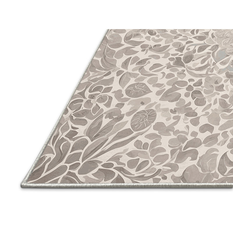 Tapis beige soyeux et moelleux, Carré 8 pi