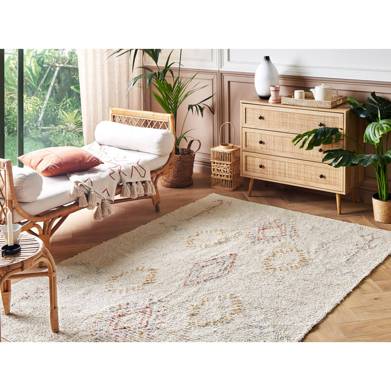 Lobdell Geometric Cotton Hand Woven Area Rug, Rectangle 140 x 200cm