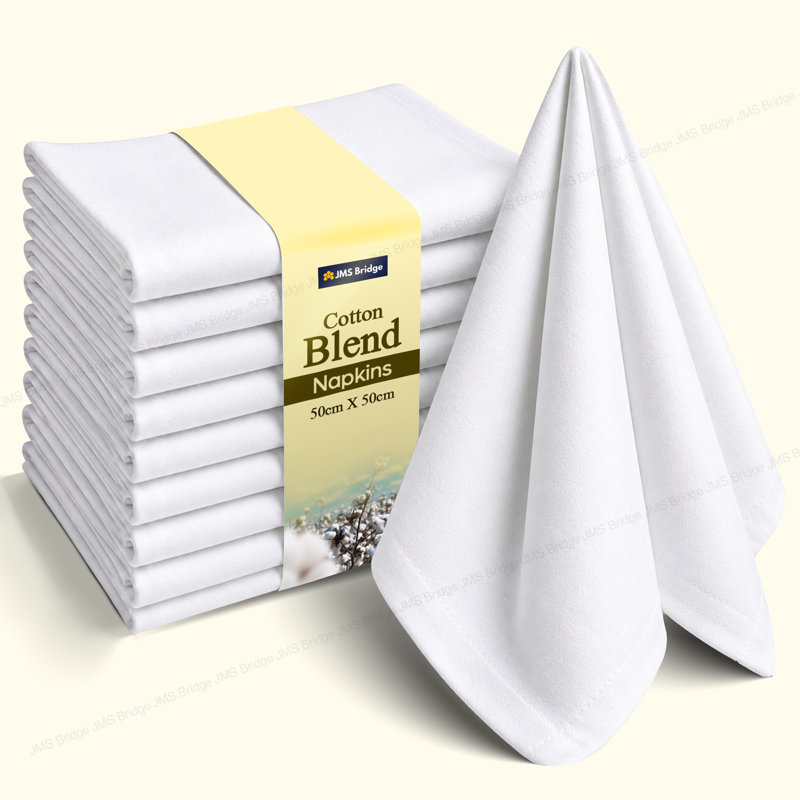 4Pc White Cotton Blend Napkins