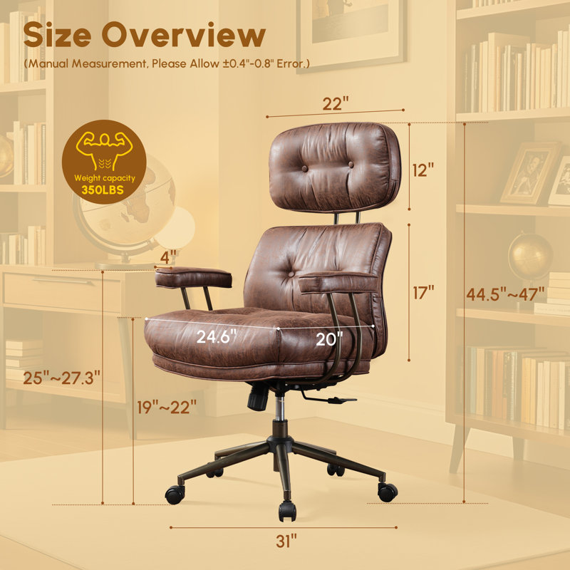 Chaise de bureau Schaffer, fauteuils de bureau ergonomiques grands et grands, fauteuil de direction à haut dossier réglable, fauteuil pivotant de soutien lombaire avec fonction berçante