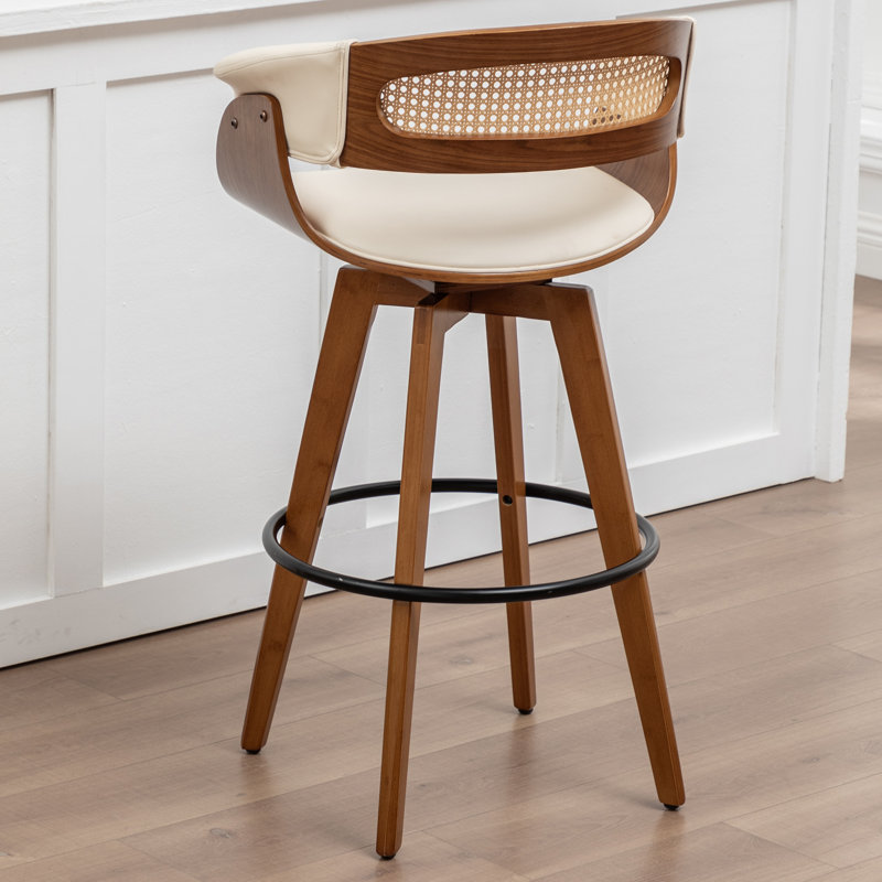 Tabourets de bar pivotants rembourrés, Tabouret de comptoir (siège d'une hauteur de 26,3, Beige