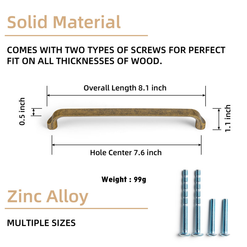 7 9/16" Centre Handle Pull Multipack, Antique Brass