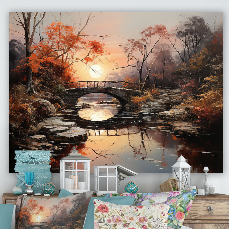 Ponts de soleil sur une impression sur toile, H 16 po x l 32 po, Toile tendue