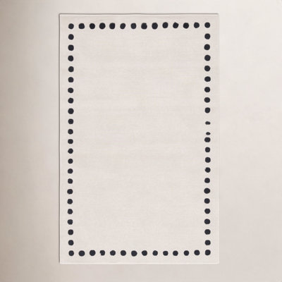 Lexy Ivory Black Polka Dot Hand-Tufted Wool Rug