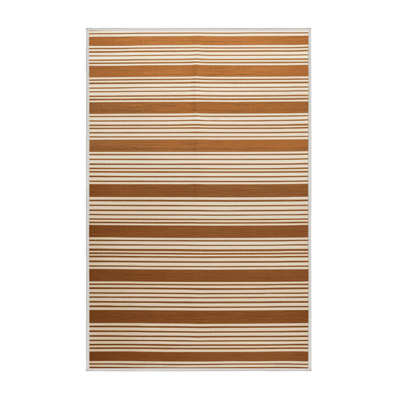 Machine Washable Horizontal Stripes Beige Area Rug, Rectangle 2' x 3'