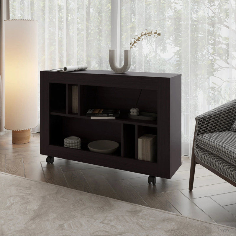 Console Wengue en mélamine avec rangement ouvert