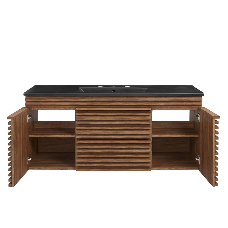 Meuble-lavabo mural 48 po Modway Render, Noir, Noyer