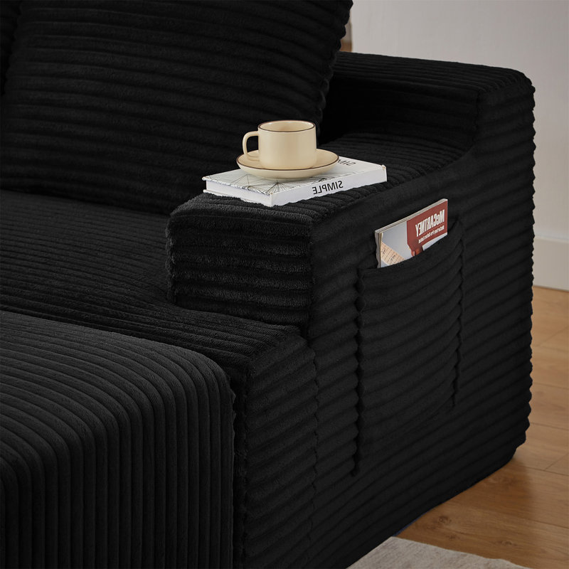 Canapé modulaire Boneless, Velours côtelé noir