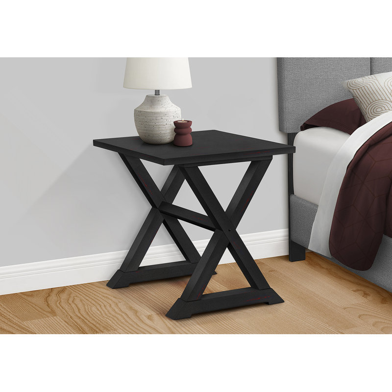 Table d'appoint, bout, table d'appoint, carré, table de chevet, chambre à coucher, lampe, placage noir, transitionnel, Black