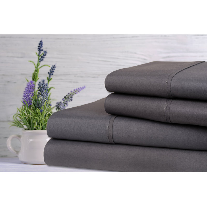  Ensemble de draps en rayonne lavande parfumée à densité de tissage 1800 fils, Gris