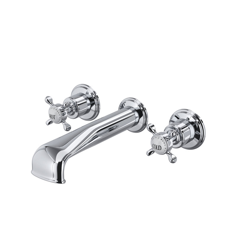 Edwardian™ Wall Mount Tub Spout, Polished Chrome, With Cross Handles