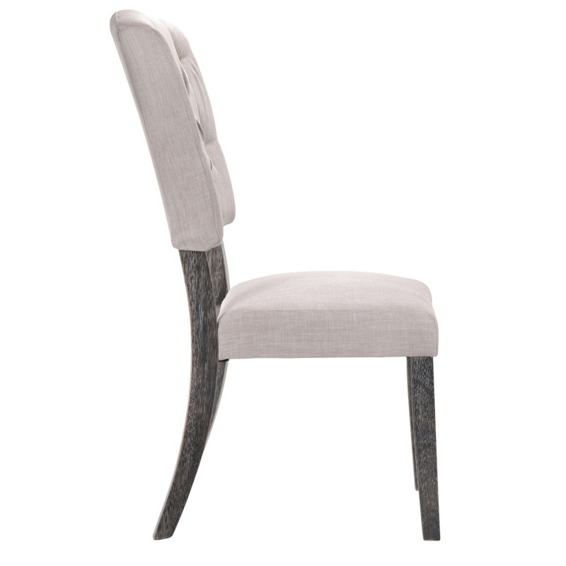 2 chaises d'appoint transitionnelles - lin beige, chêne gris, dossier de style chêne 2