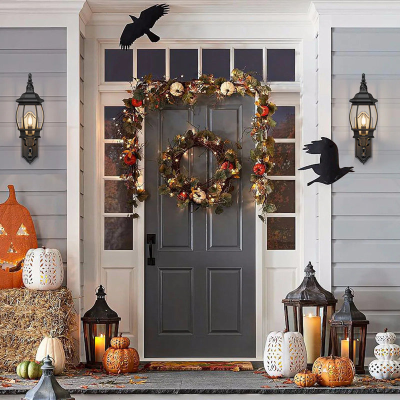 Abruscato 19.5"H Black Aluminum Outdoor Wall Light(Set Of 2)