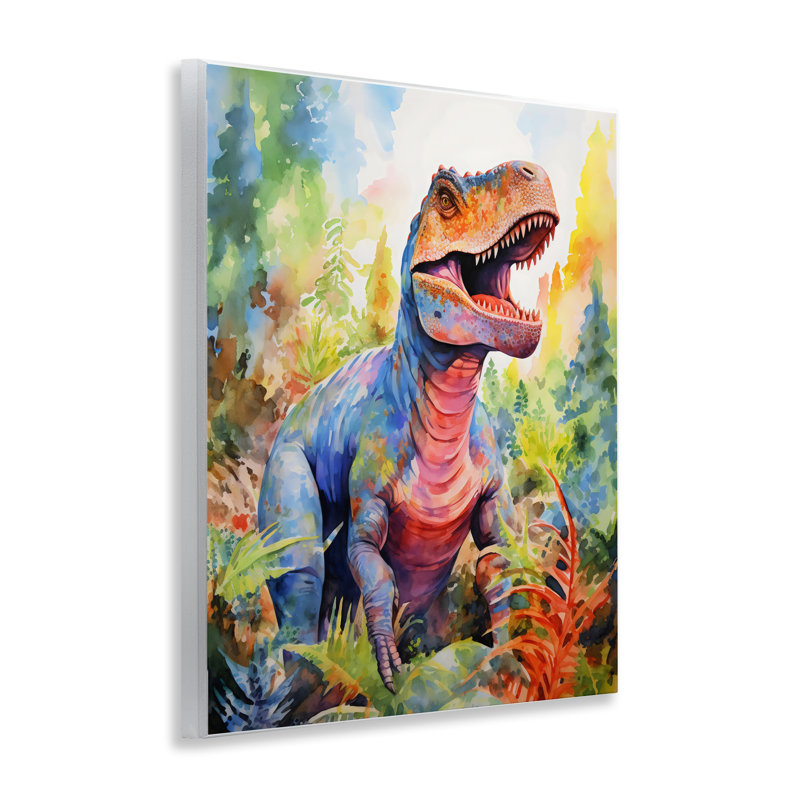 Plaque murale colorée T-Rex Dinosaur in Jungle, design by Creative Studio