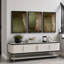 Subtile olive verte abstraite tons de terre triptyque - images très grandes impressions sur toile encadrées 3 pièces-252901044-252901041
