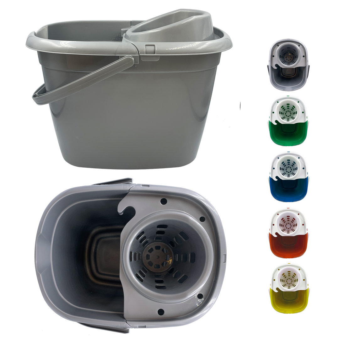Colour Coded Mop Buckets 12L Mop Bucket with Wringer and Easy Carry Handle - Image 2