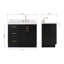 Meuble-lavabo rectangulaire simple décalé à droite de 43 pouces avec comptoir en quartz blanc pur de 1,5 pouce d'épaisseur et finition noire.-133043446-133043447