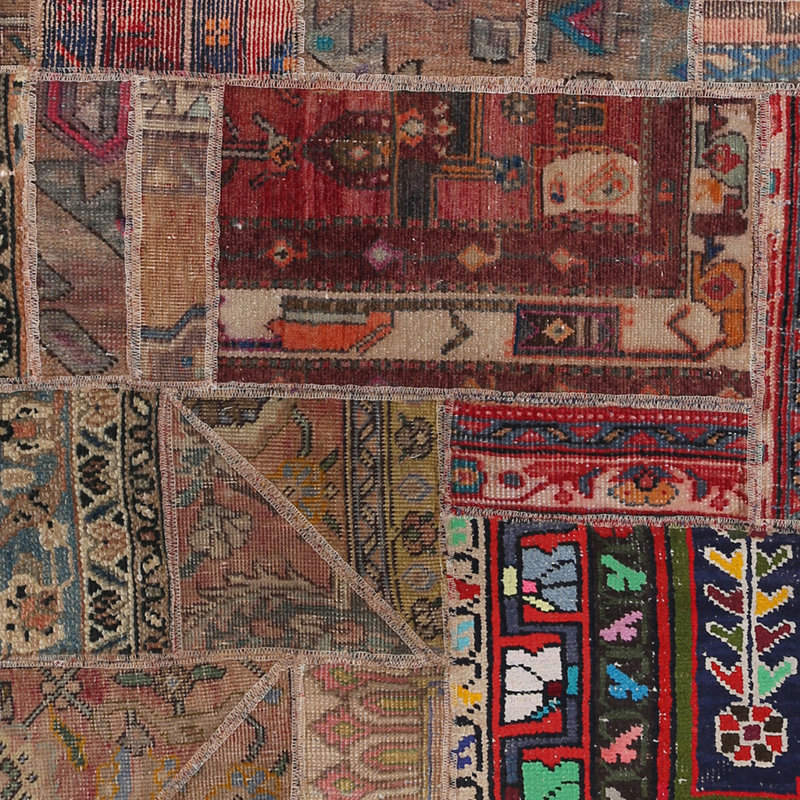 Tapis rouge en laine noué à la main One-of-a-Kind Luize