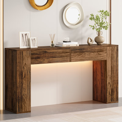 Diyanna 55.12''W Farmhouse Console Table with 2 Drawers & LED Light
