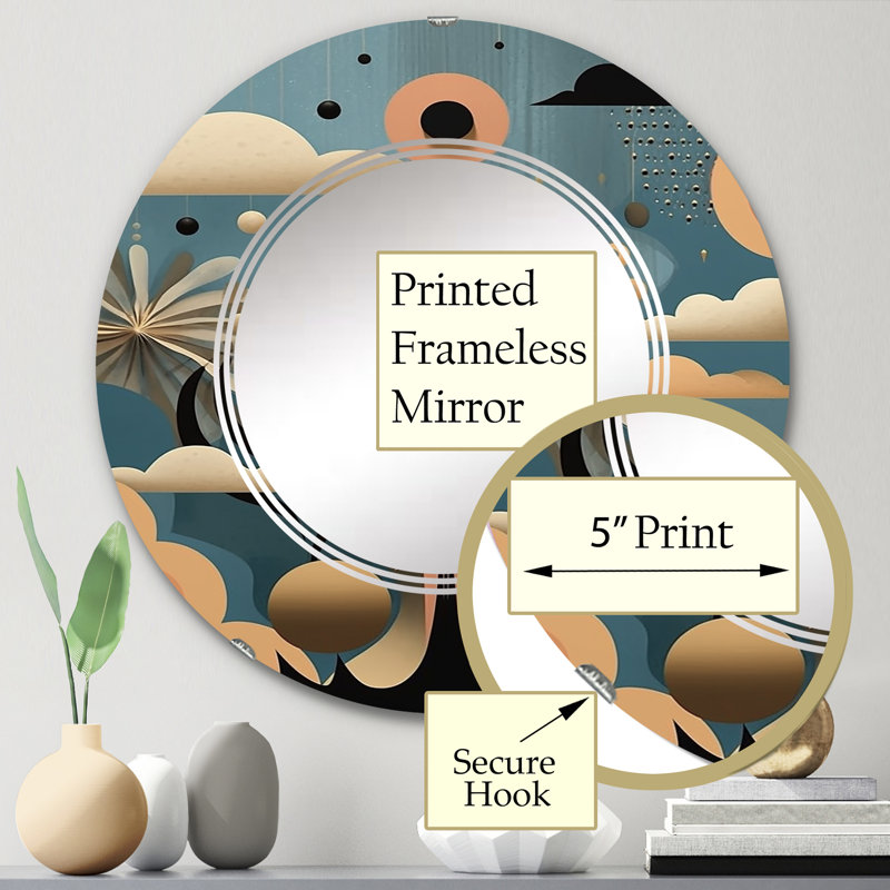 Borneo - Miroir mural moderne rond, 24 po x 24 po