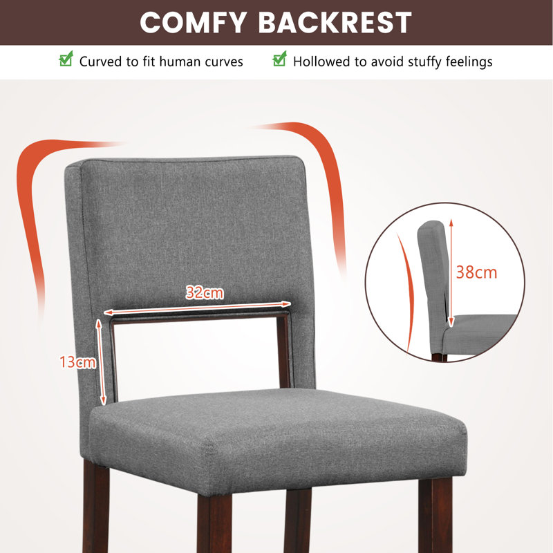 Amaurys Upholstered Counter Stool with Solid Wood Frame, Grey