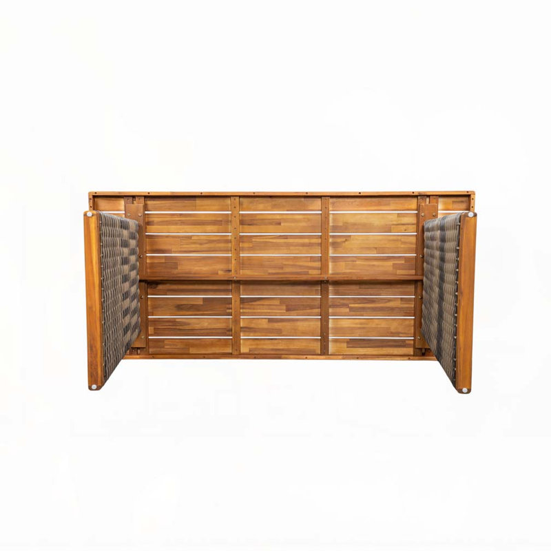 Ensemble de table de salle à manger d'extérieur en bois d'acacia avec 1 table et 1 banc, gris, 2 pièces: table, banc, Gris