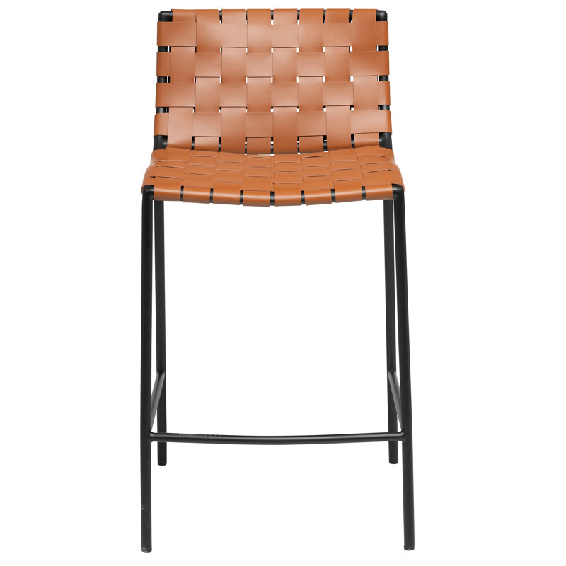 Laimonas Upholstered Counter Stool with Metal Frame, Counter Stool (25.5" Seat Height), Cognac