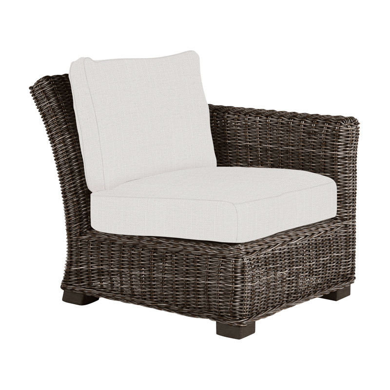 Canapé modulaire rustique tissé à droite - noyer noir, Welt, Sunbrella® ‑ lin neige, Noir noyer
